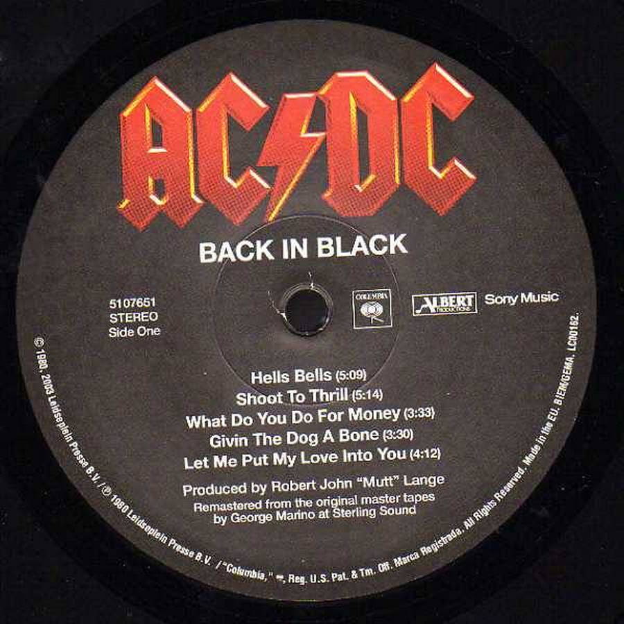 AC/DC – Back In Black - Купить виниловую пластинку